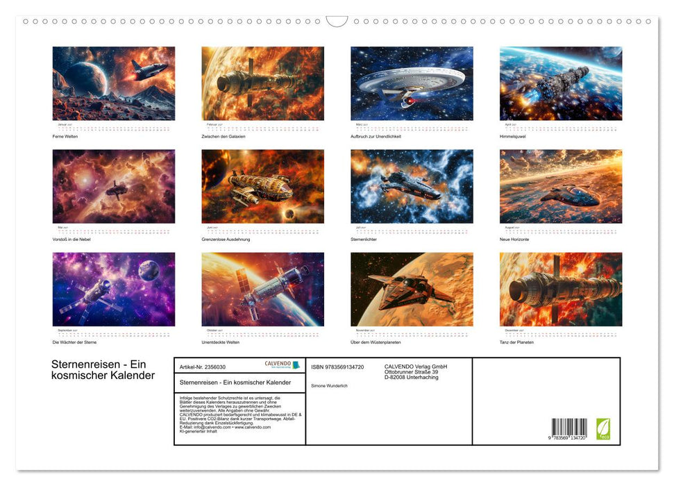 Sternenreisen - Ein kosmischer Kalender (CALVENDO Wandkalender 2027)