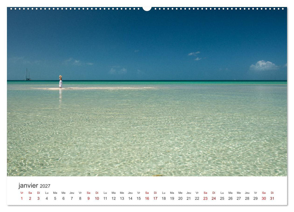 Plages des Caraïbes et nuances de bleu (CALVENDO Calendrier mensuel 2027)