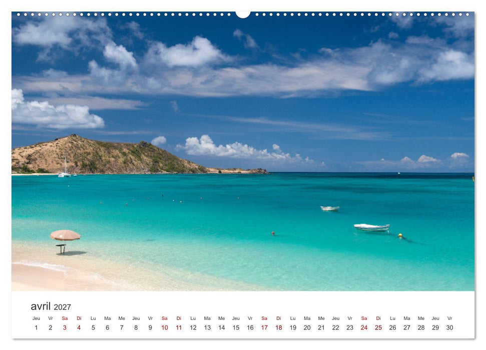 Plages des Caraïbes et nuances de bleu (CALVENDO Calendrier mensuel 2027)
