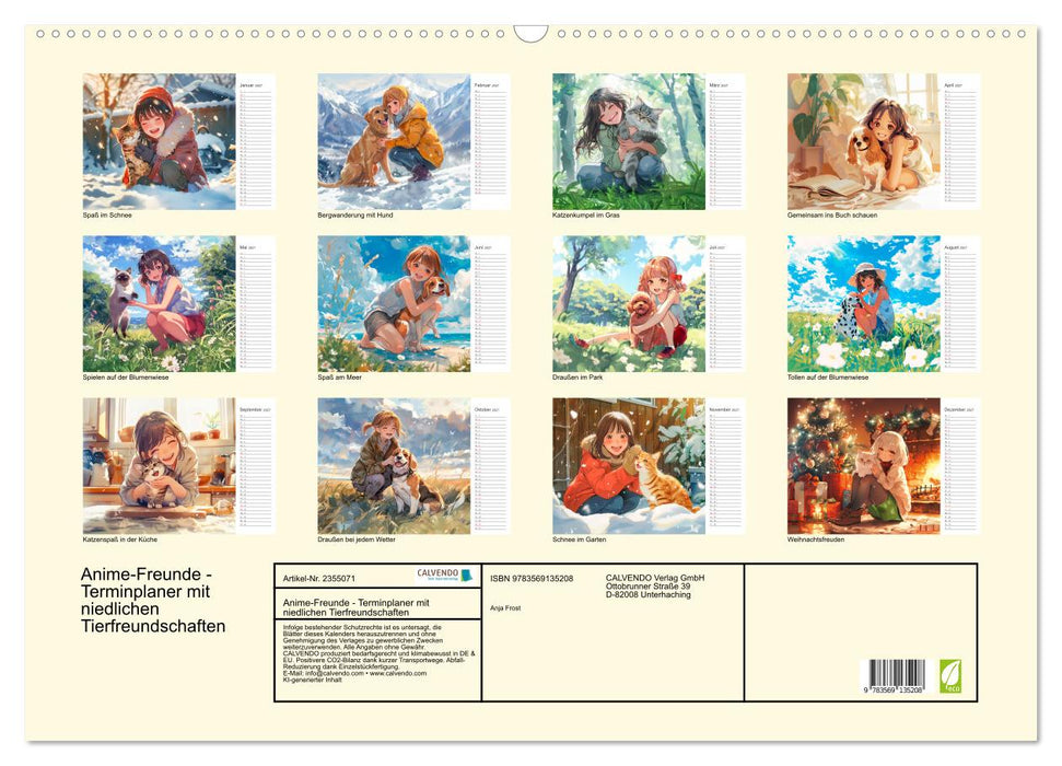 Anime-Freunde - Terminplaner mit niedlichen Tierfreundschaften (CALVENDO Wandkalender 2027)