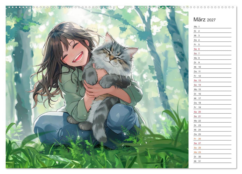 Anime-Freunde - Terminplaner mit niedlichen Tierfreundschaften (CALVENDO Wandkalender 2027)
