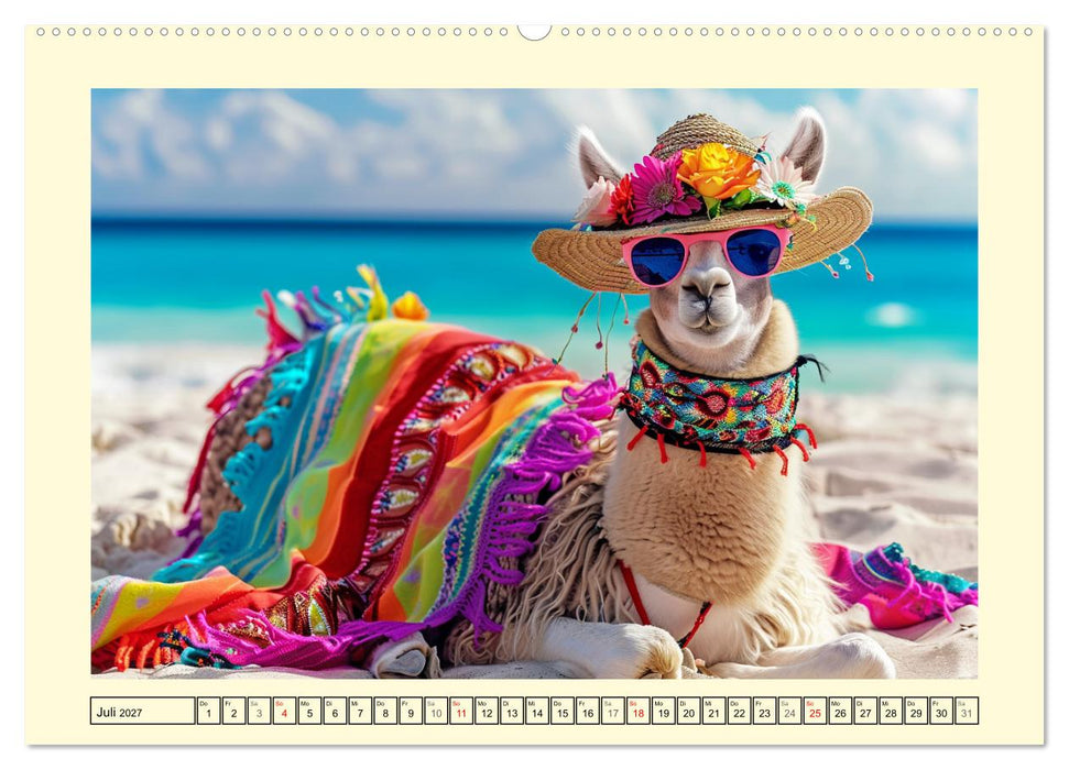 Lamas auf Tour. Perus flauschige Fashion-Ikonen (CALVENDO Premium Wandkalender 2027)
