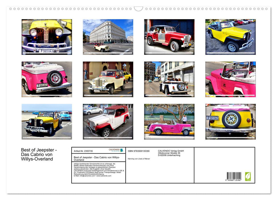 Best of Jeepster - Das Cabrio von Willys-Overland (CALVENDO Wandkalender 2027)