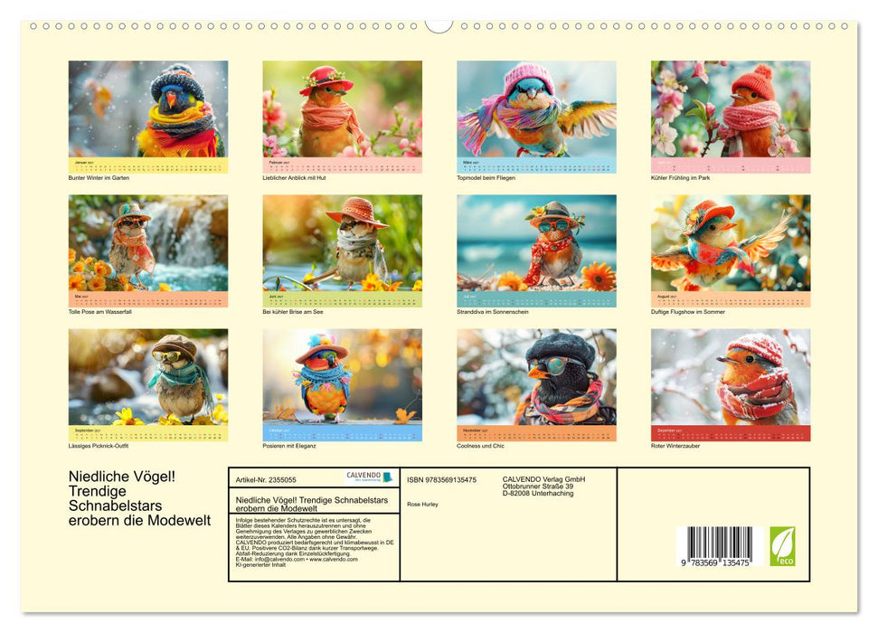 Niedliche Vögel! Trendige Schnabelstars erobern die Modewelt (CALVENDO Premium Wandkalender 2027)