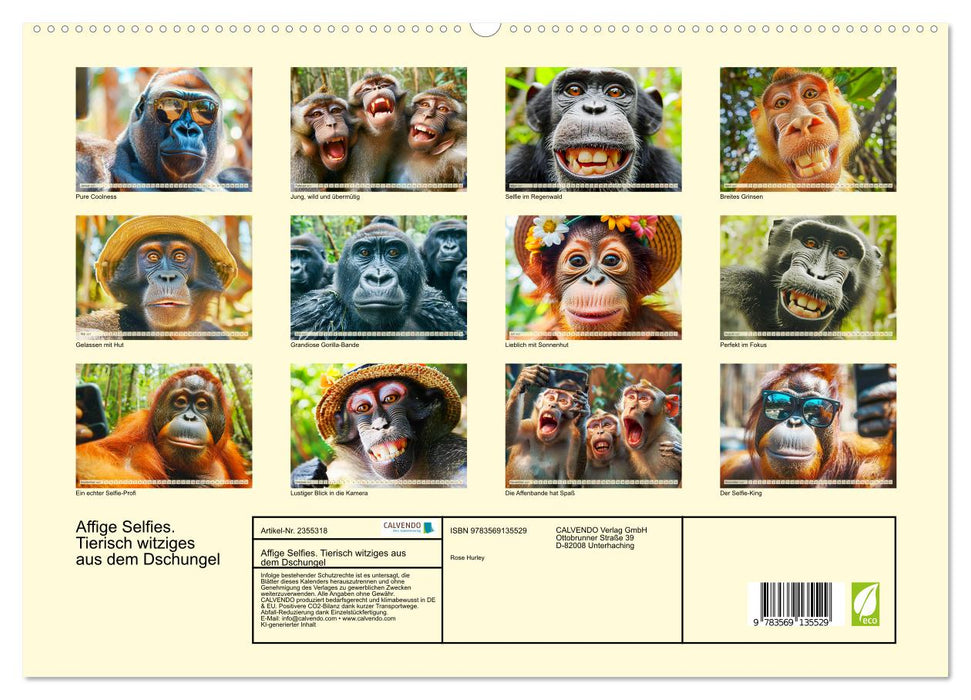 Affige Selfies. Tierisch witziges aus dem Dschungel (CALVENDO Premium Wandkalender 2027)