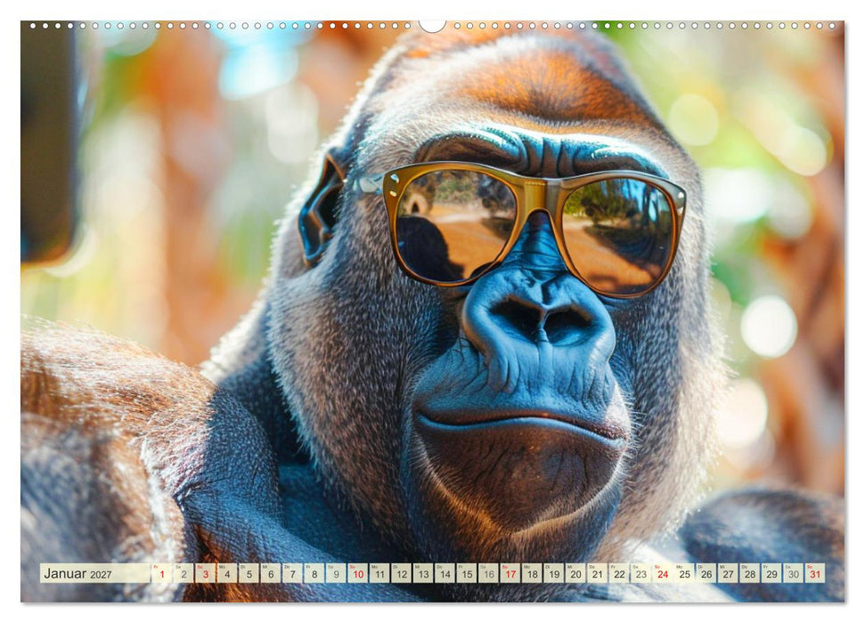 Affige Selfies. Tierisch witziges aus dem Dschungel (CALVENDO Premium Wandkalender 2027)