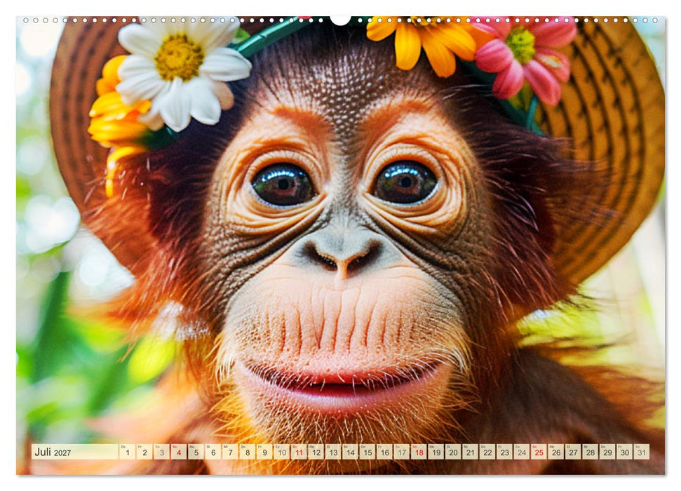 Affige Selfies. Tierisch witziges aus dem Dschungel (CALVENDO Premium Wandkalender 2027)