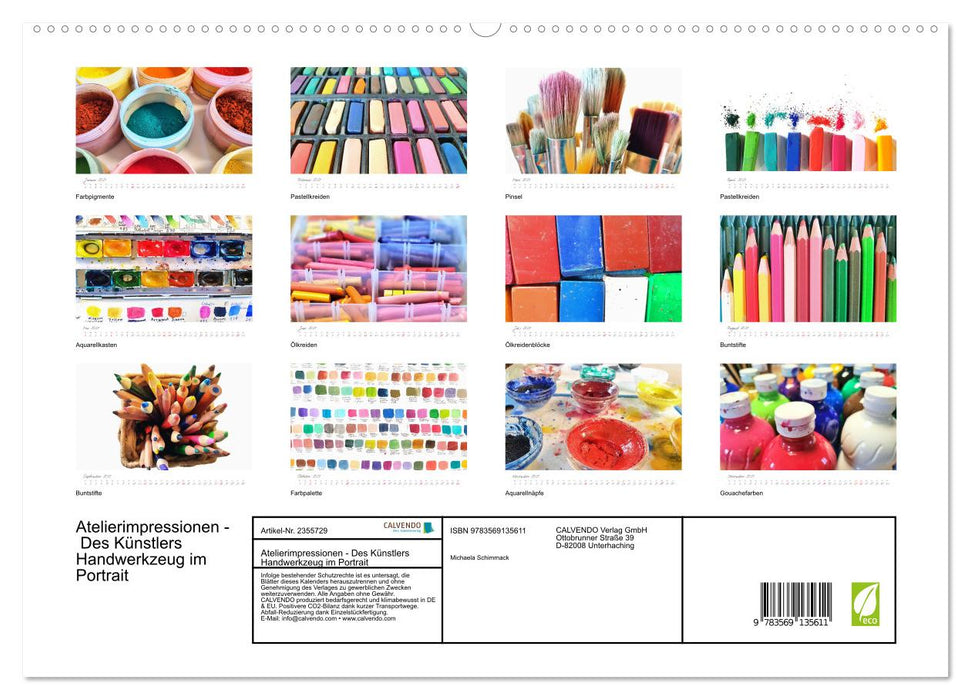 Atelierimpressionen - Des Künstlers Handwerkzeug im Portrait (CALVENDO Premium Wandkalender 2027)