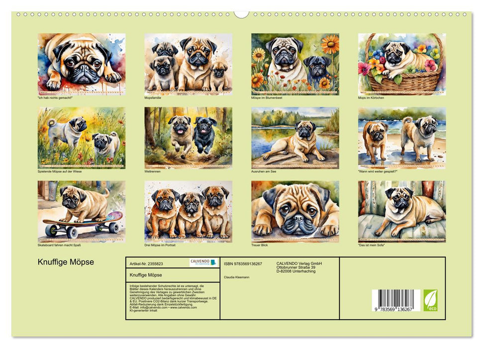 Knuffige Möpse (CALVENDO Premium Wandkalender 2027)