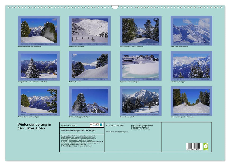 Winterwanderung in den Tuxer Alpen (CALVENDO Wandkalender 2027)