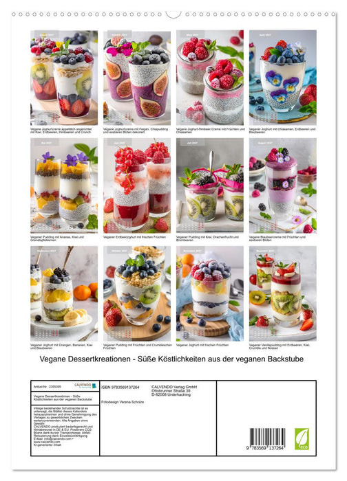 Vegane Dessertkreationen - Süße Köstlichkeiten aus der veganen Backstube (CALVENDO Premium Wandkalender 2027)