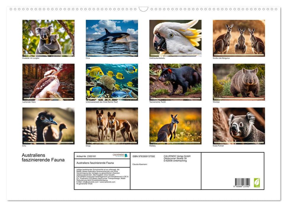 Australiens faszinierende Fauna (CALVENDO Wandkalender 2027)