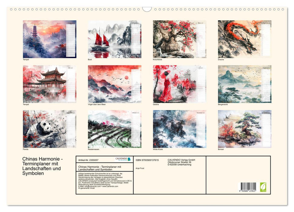 Chinas Harmonie - Terminplaner mit Landschaften und Symbolen (CALVENDO Wandkalender 2027)