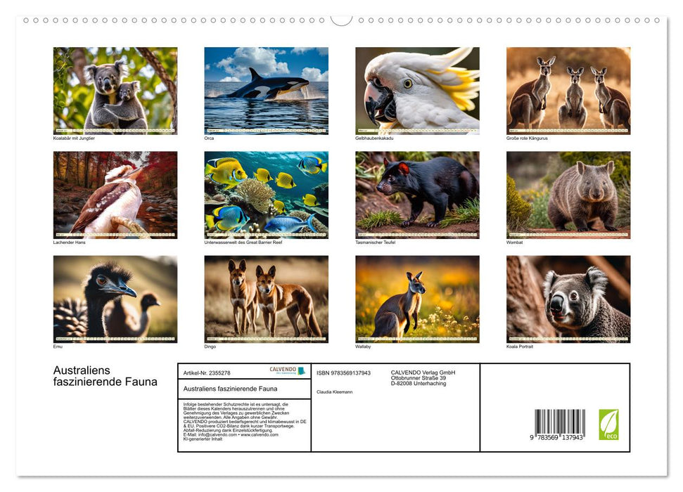 Australiens faszinierende Fauna (CALVENDO Premium Wandkalender 2027)