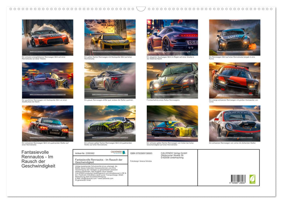 Fantasievolle Rennautos - Im Rausch der Geschwindigkeit (CALVENDO Wandkalender 2027)