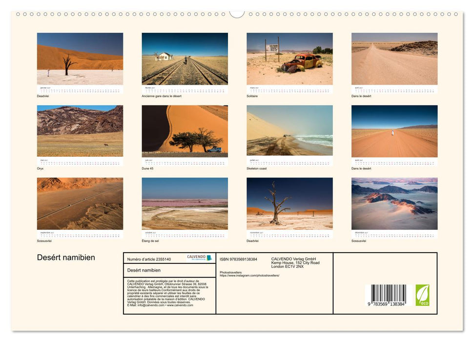 Desért namibien (CALVENDO Calendrier supérieur 2027)