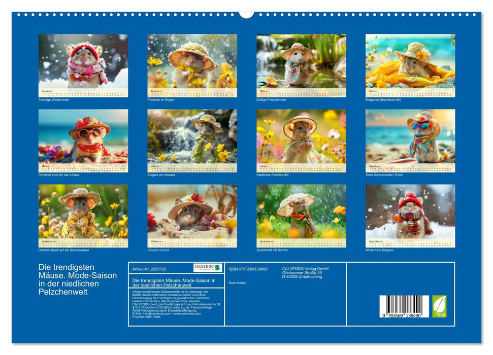 Die trendigsten Mäuse. Mode-Saison in der niedlichen Pelzchenwelt (CALVENDO Premium Wandkalender 2027)