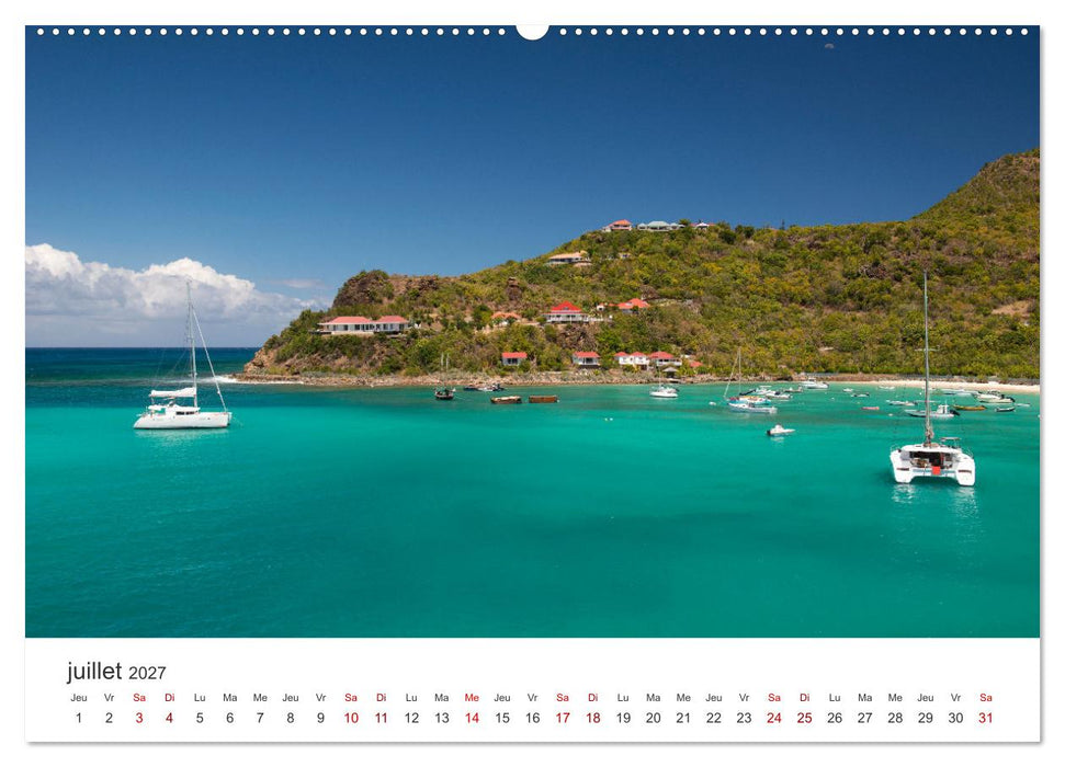 Plages des Caraïbes et nuances de bleu (CALVENDO Calendrier supérieur 2027)