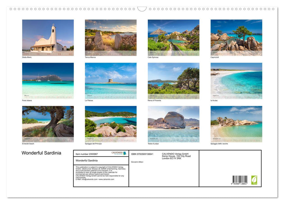 Wonderful Sardinia (CALVENDO Monthly Calendar 2027)
