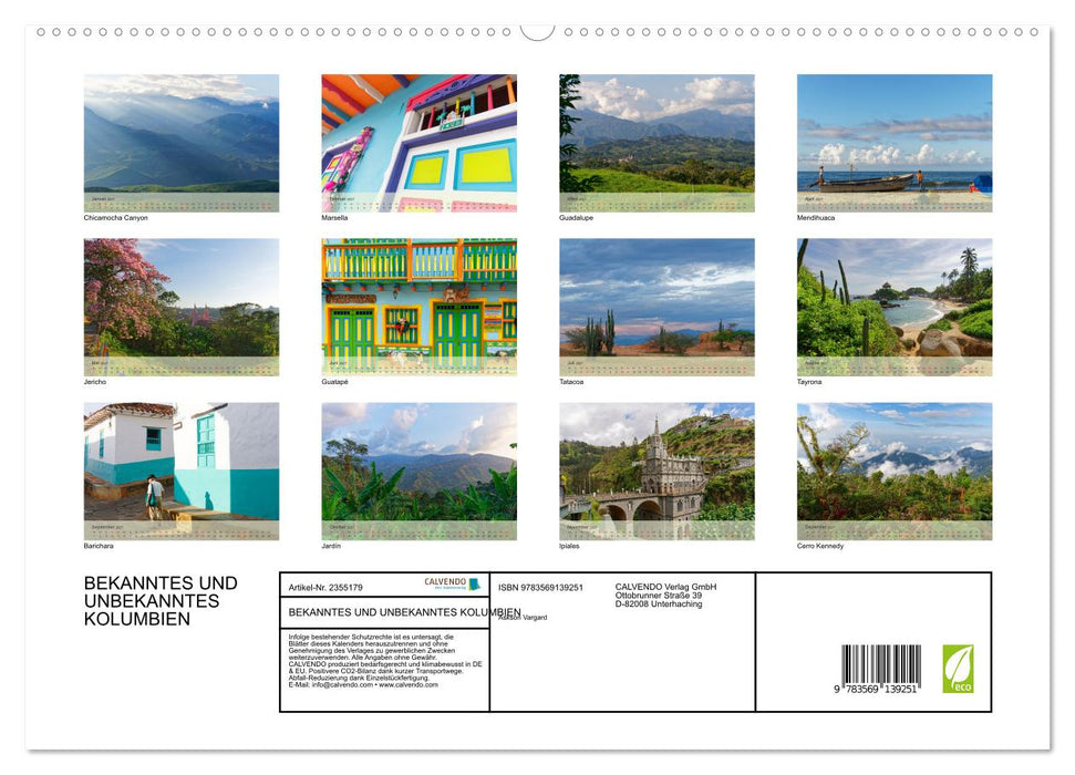 BEKANNTES UND UNBEKANNTES KOLUMBIEN (CALVENDO Premium Wandkalender 2027)