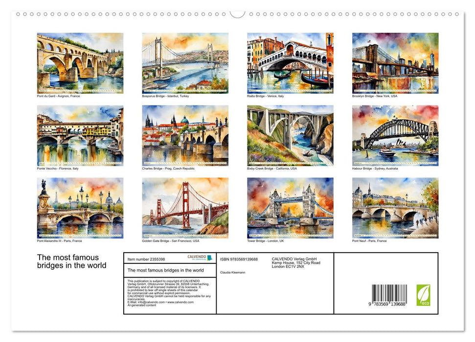 The most famous bridges in the world (CALVENDO Premium-Calendar 2027)