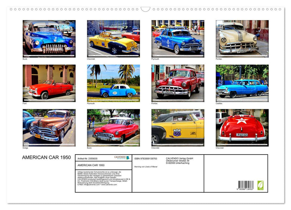 AMERICAN CAR 1950 (CALVENDO Wandkalender 2027)