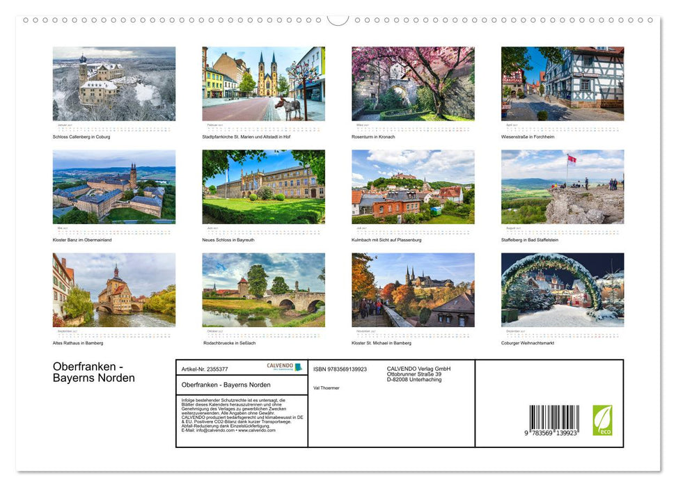 Oberfranken - Bayerns Norden (CALVENDO Premium Wandkalender 2027)
