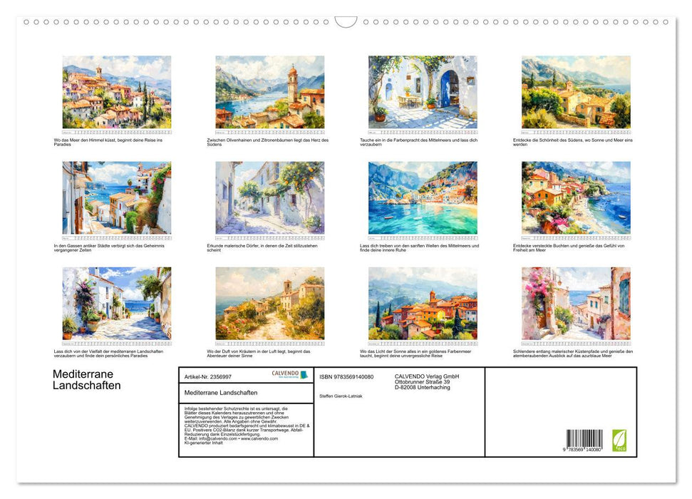 Mediterrane Landschaften (CALVENDO Wandkalender 2027)