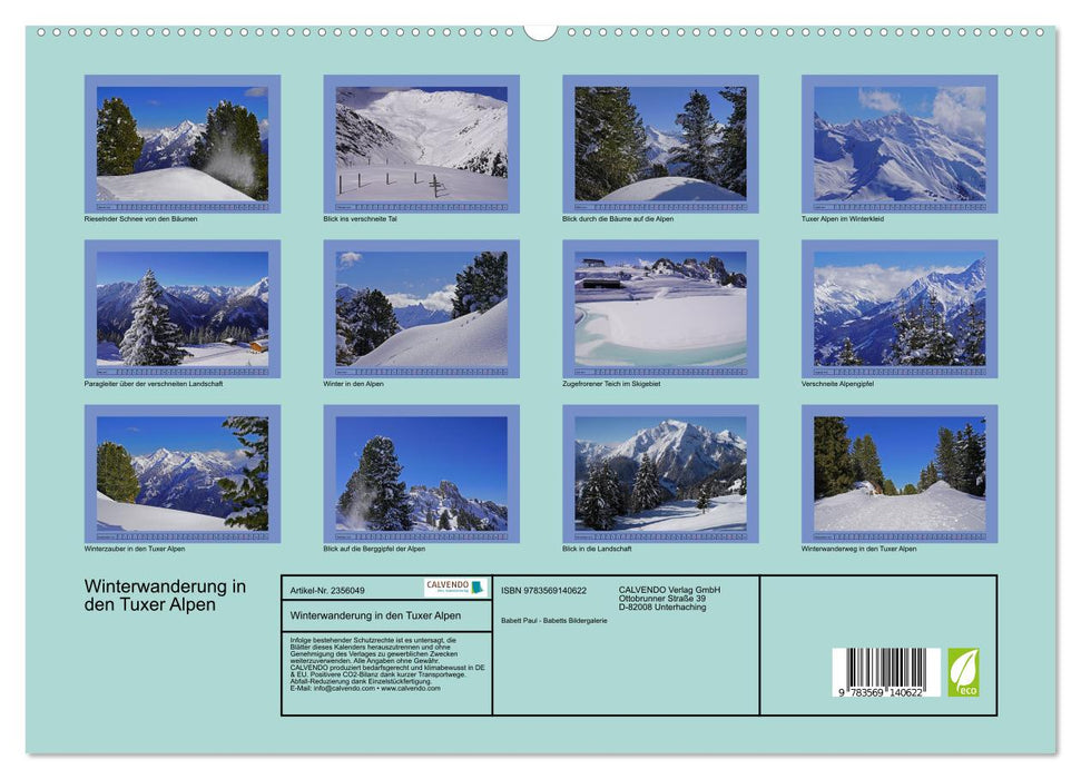 Winterwanderung in den Tuxer Alpen (CALVENDO Premium Wandkalender 2027)