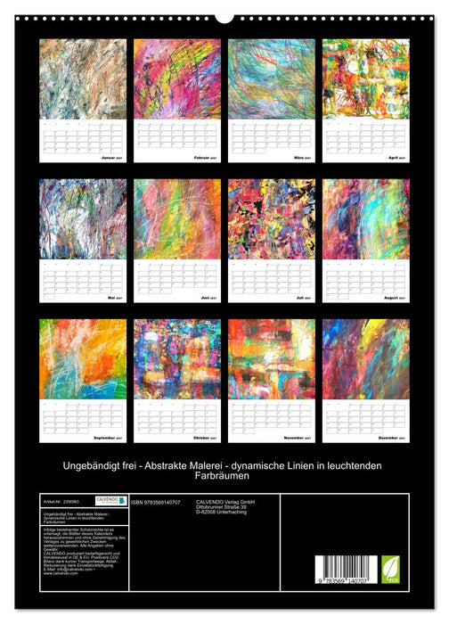 Ungebändigt frei - Abstrakte Malerei - dynamische Linien in leuchtenden Farbräumen (CALVENDO Premium Wandkalender 2027)