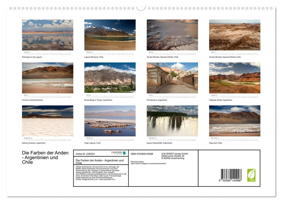 Die Farben der Anden - Argentinien und Chile (CALVENDO Premium Wandkalender 2027)