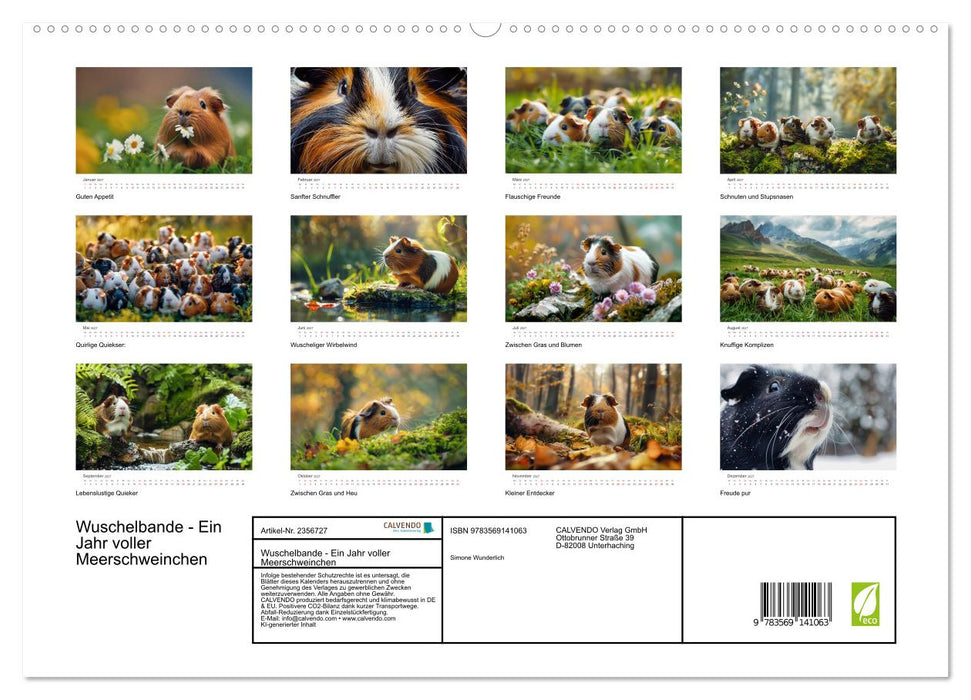 Wuschelbande - Ein Jahr voller Meerschweinchen (CALVENDO Premium Wandkalender 2027)