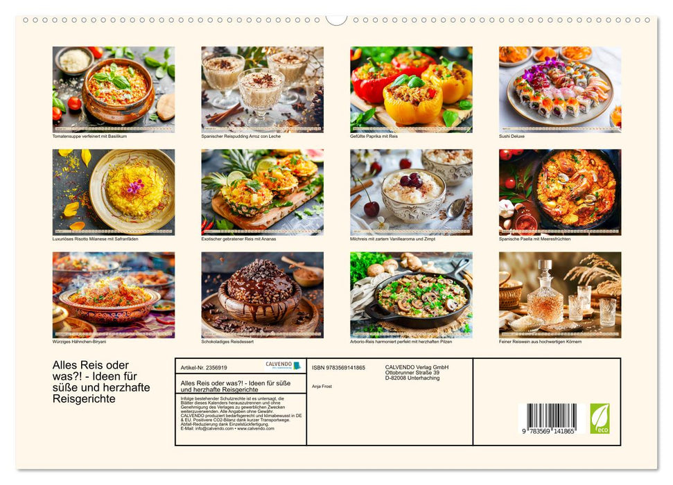 Alles Reis oder was?! - Ideen für süße und herzhafte Reisgerichte (CALVENDO Premium Wandkalender 2027)