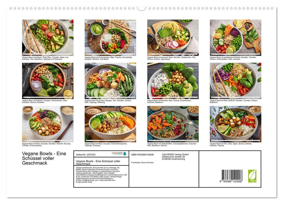 Vegane Bowls - Eine Schüssel voller Geschmack (CALVENDO Premium Wandkalender 2027)