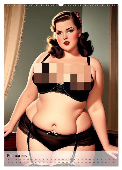 Pin up Girls Heiße Kurven mit Retro Charme (CALVENDO Wandkalender 2027)