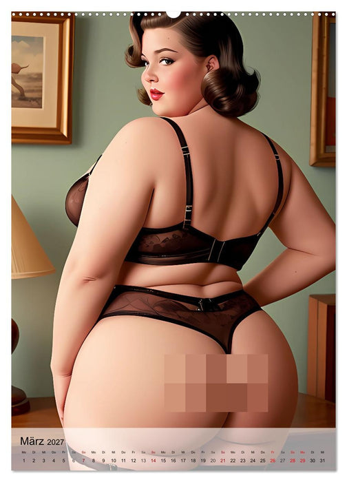 Pin up Girls Heiße Kurven mit Retro Charme (CALVENDO Wandkalender 2027)