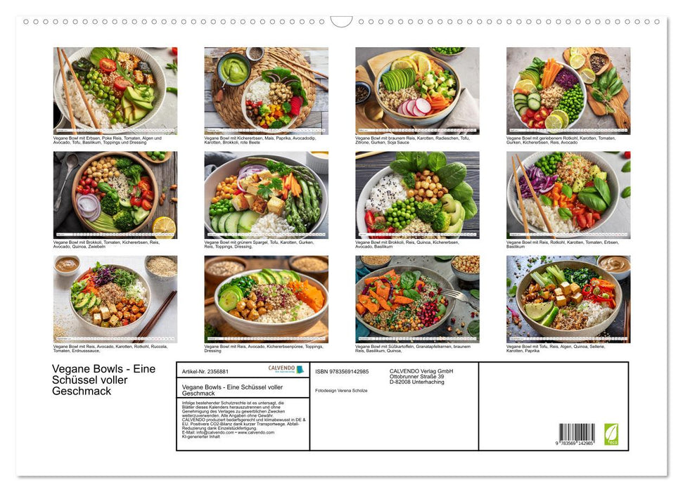 Vegane Bowls - Eine Schüssel voller Geschmack (CALVENDO Wandkalender 2027)