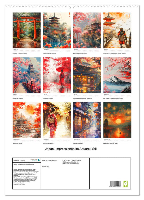 Japan. Impressionen im Aquarell-Stil (CALVENDO Wandkalender 2027)