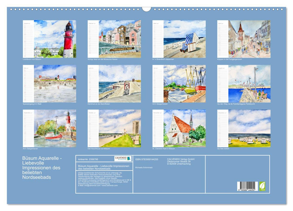 Büsum Aquarelle - Liebevolle Impressionen des beliebten Nordseebads (CALVENDO Wandkalender 2027)