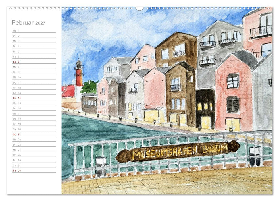 Büsum Aquarelle - Liebevolle Impressionen des beliebten Nordseebads (CALVENDO Wandkalender 2027)