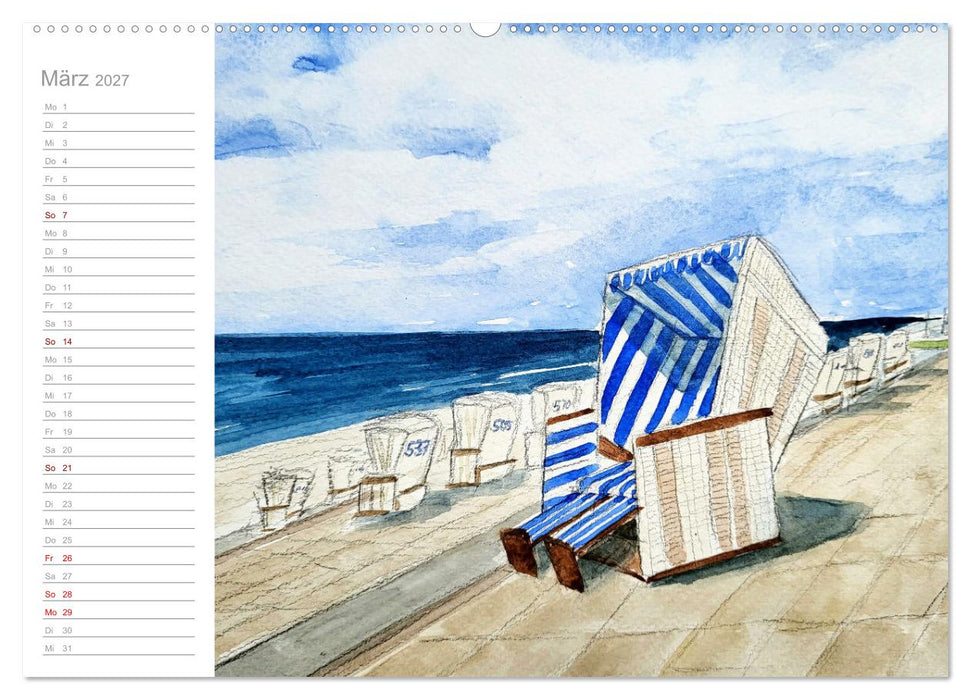 Büsum Aquarelle - Liebevolle Impressionen des beliebten Nordseebads (CALVENDO Wandkalender 2027)