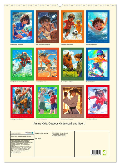 Anime Kids. Outdoor Kinderspaß und Sport (CALVENDO Wandkalender 2027)