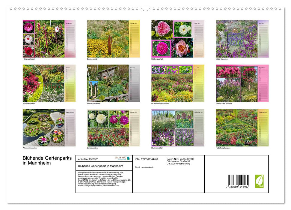 Blühende Gartenparks in Mannheim (CALVENDO Premium Wandkalender 2027)