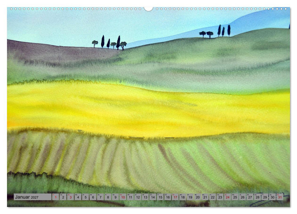 Toskana Aquarelle (CALVENDO Premium Wandkalender 2027)