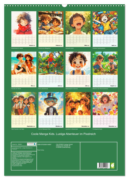 Coole Manga Kids. Lustige Abenteuer im Pixelreich (CALVENDO Wandkalender 2027)