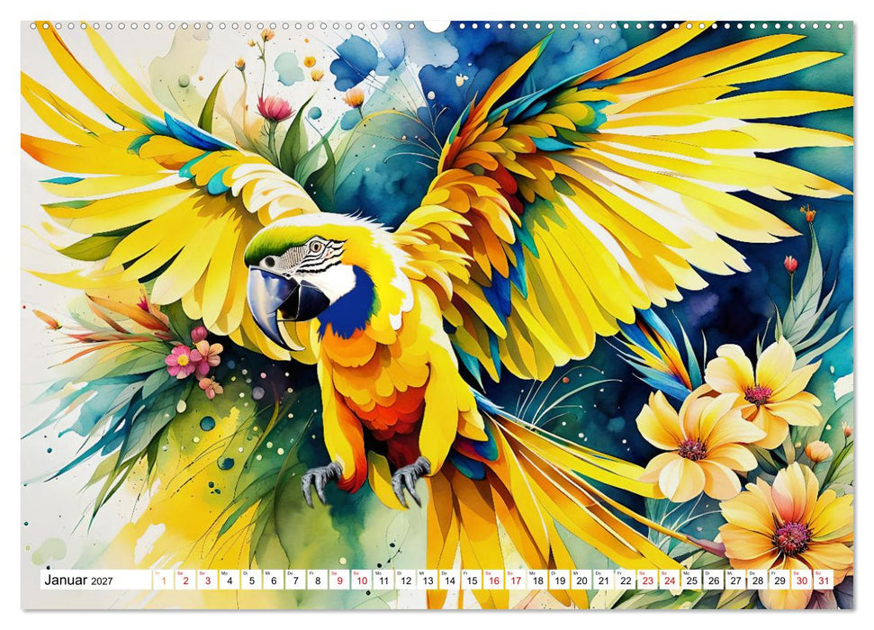 Papageien - Fliegende Edelsteine (CALVENDO Premium Wandkalender 2027)