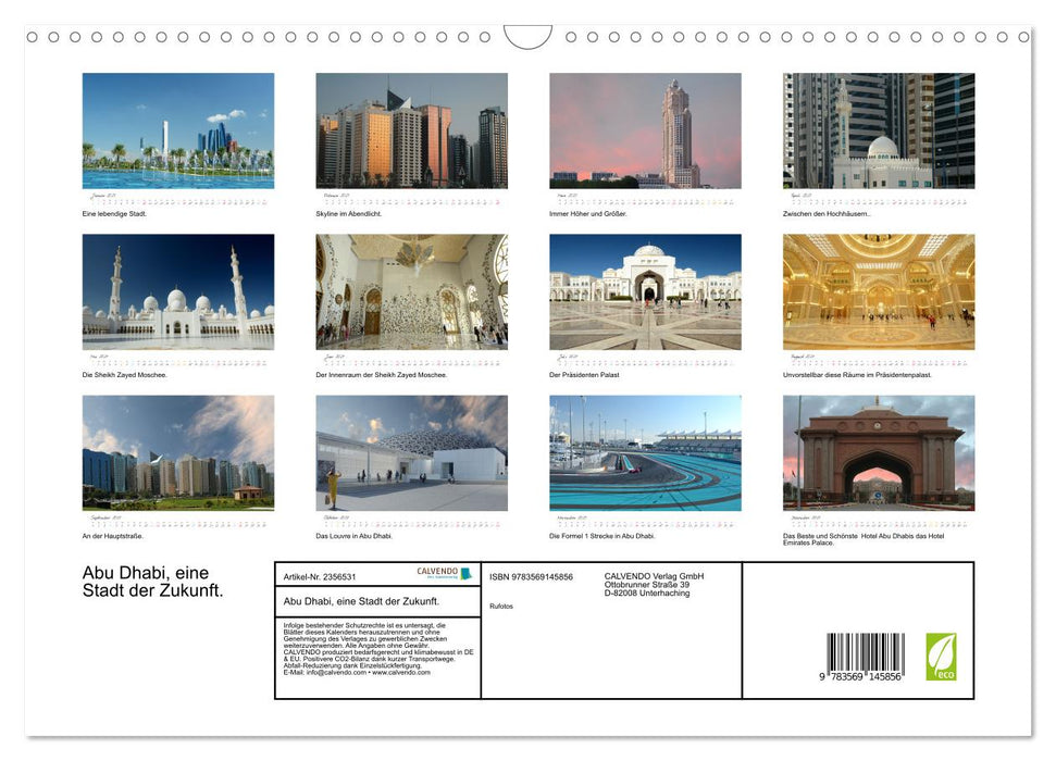 Abu Dhabi, eine Stadt der Zukunft. (CALVENDO Wandkalender 2027)