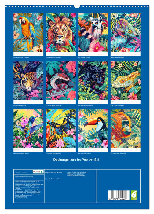Dschungeltiere im Pop-Art Stil (CALVENDO Premium Wandkalender 2027)