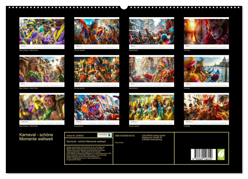 Karneval - schöne Momente weltweit (CALVENDO Premium Wandkalender 2027)