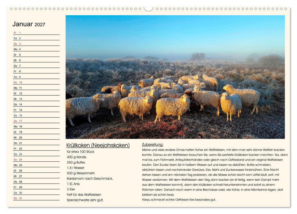 Ostfriesland kochen wie früher (CALVENDO Wandkalender 2027)